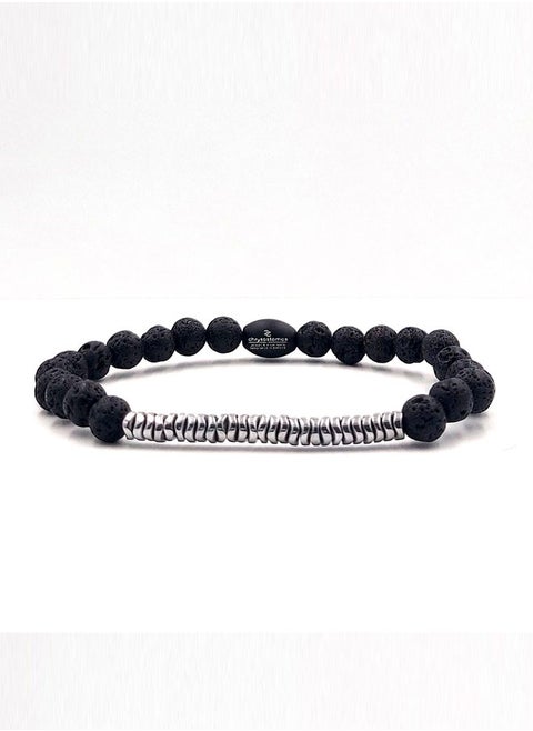 Handmade Beaded Bracelet for Men with Lava Stone and Hematite
