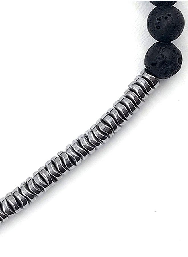CHRYSOSTOMOS - Handmade Beaded Bracelet for Men with Lava Stone and Hematite - Image 1