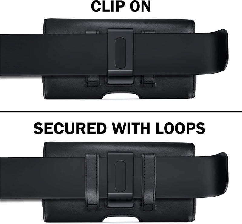 DeBin Cell Phone Case for Samsung Galaxy S25 S24 S23 S22 S21 S20 S10 S9 A10e A01, Belt Holder Holster with Clip, ID Credit Card Slot Pouch for Men (Fits Phone with Case on) Black - Image 3