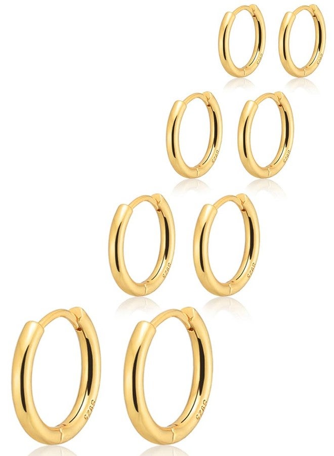 Gokeey Small Gold Huggie Hoop Earrings Set for Women 14K Real Gold Plated Hypoallergenic Lightweight Earrings for Sensitive Ears Everyday Earrings Sets for Multiple Piercing Cartilage Hoop Earrings - Image 1