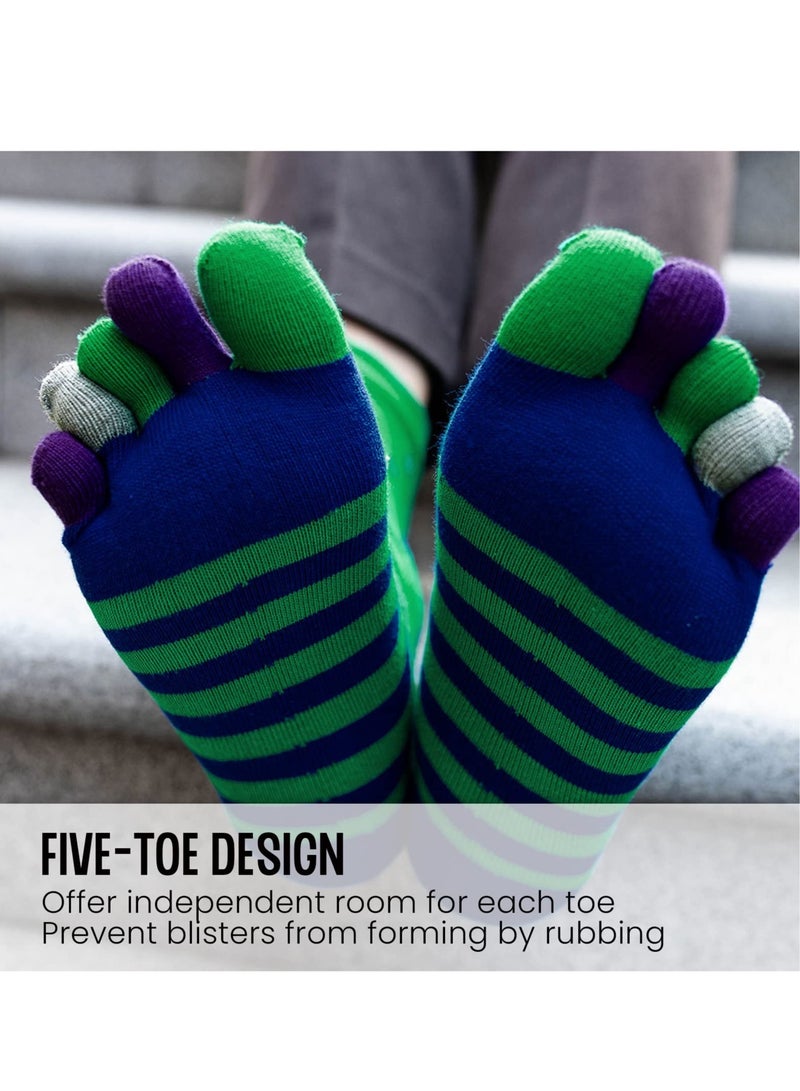 Barakah Toe Socks Mens Five Finger Socks Cotton Sports Running Socks, Athlete Crew Socks with Toe for Men, 5 Pairs - Image 2