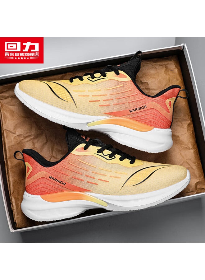 Pull Back Warrior Official Men's Sports Shoes Men's Trendy All-match Shoes Men's Lightweight Flying Woven Shoes Orange 43 - Image 1