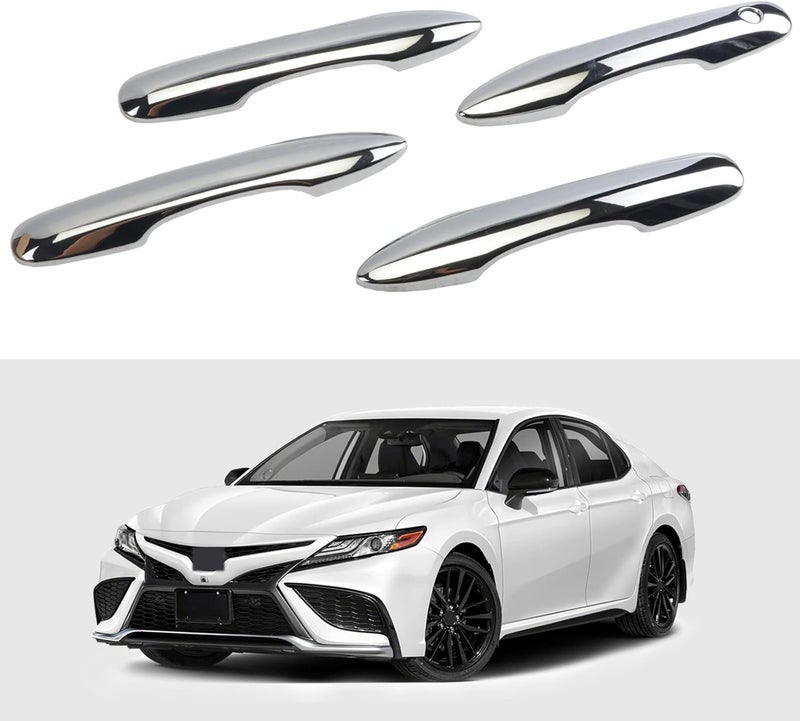 BENXUTO Door Handle Cover Trim Compatible with Toyota Camry 2018-2025 /Corolla 2019-2025 /Avalon 2019-2022 /Pruis Hatchback 2016-2024 Car Accessories Exterior Door Handles without Smart Key Holes Chrome ABS - Image 1