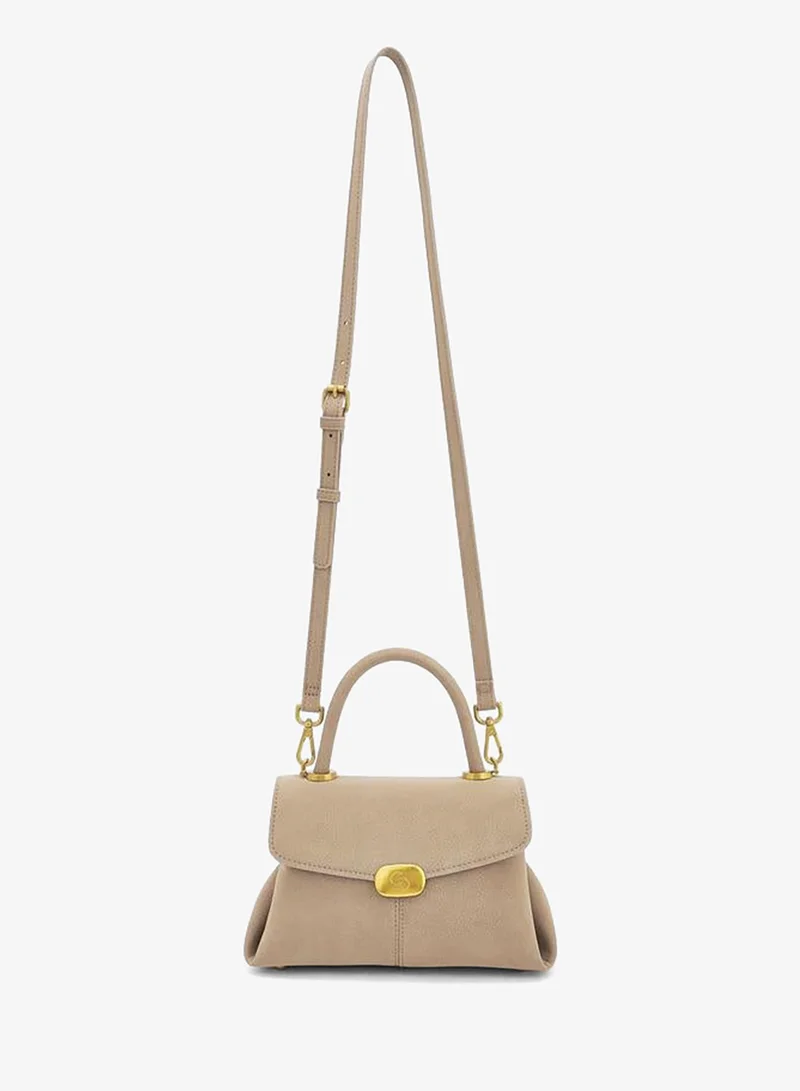 سيليست Suede Satchel Bag With Grab Handle