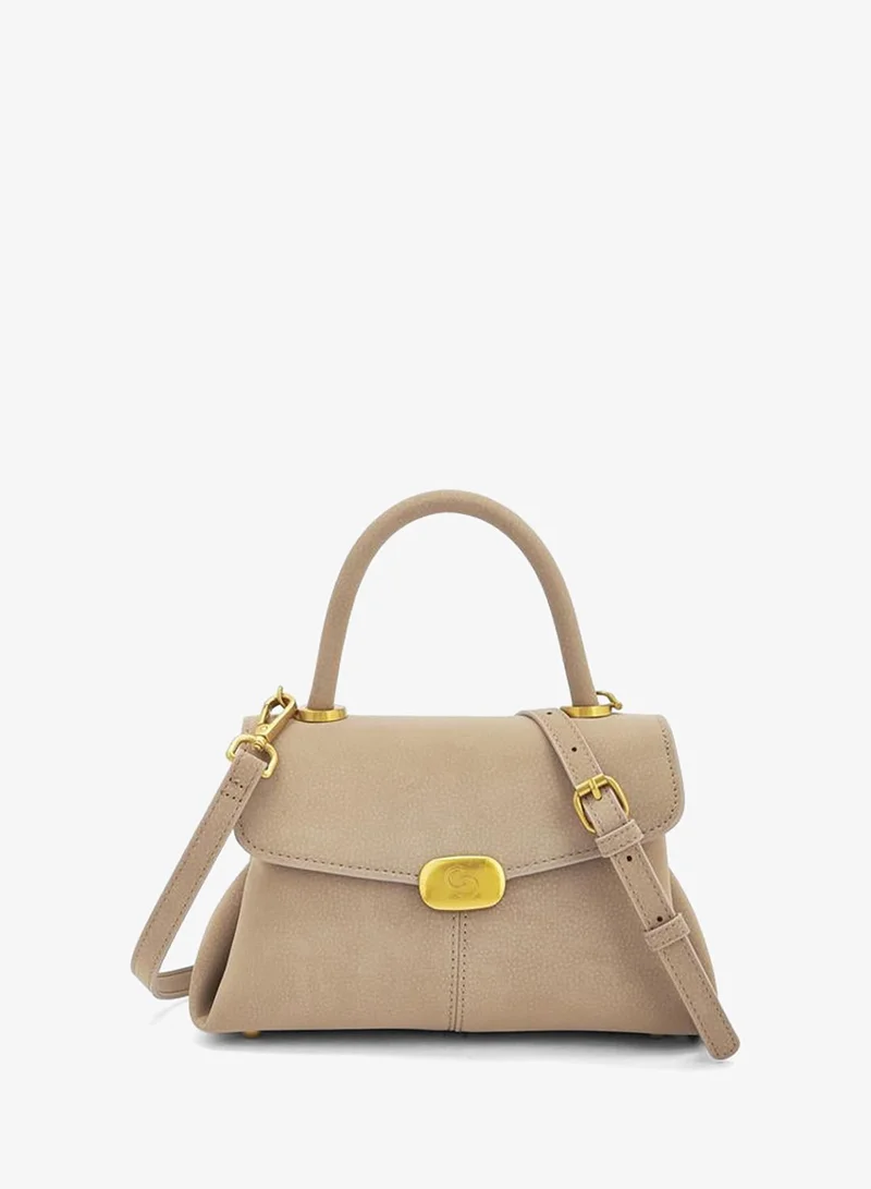 سيليست Suede Satchel Bag With Grab Handle