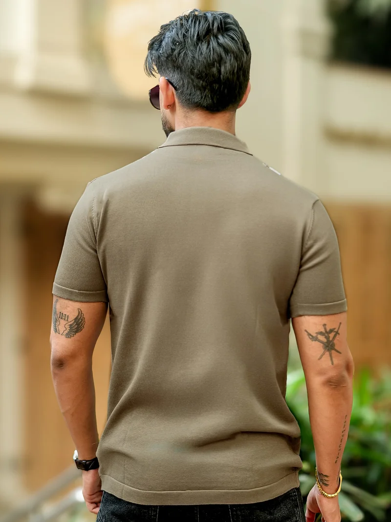 Maniac  Maniac Mens vertical stripe polo neck half sleeve FLTKNT-VRTLINE and white flatknit cotton t-shirt for Men | Best Price UAE
