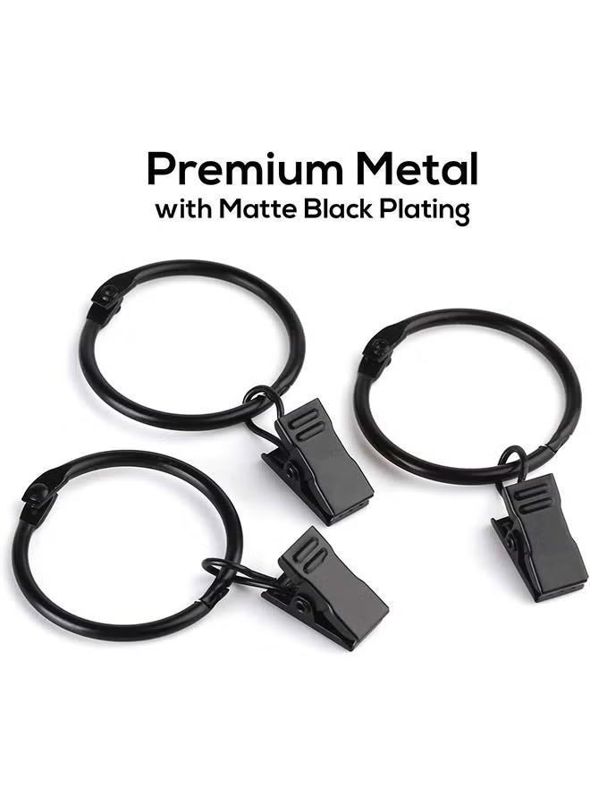 20 Pcs Shower Curtain Hooks with Clip, Metal Rustproof Openable Hanging Curtain Rings, 1.22 Inch Drapery Eyelet Rings for Bathroom Bedroom Kitchen Home Curtain(Black) - Image 5