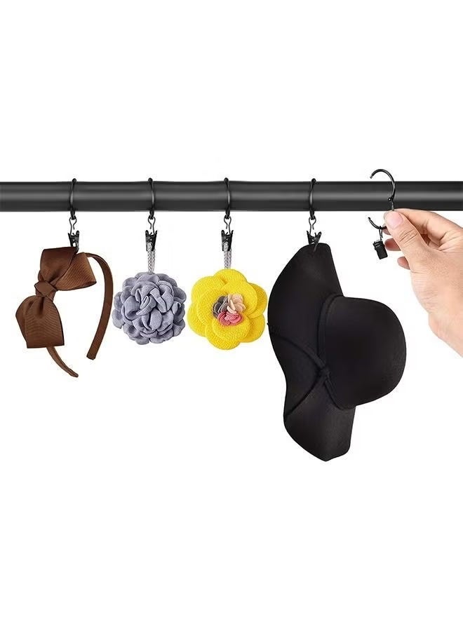 20 Pcs Shower Curtain Hooks with Clip, Metal Rustproof Openable Hanging Curtain Rings, 1.22 Inch Drapery Eyelet Rings for Bathroom Bedroom Kitchen Home Curtain(Black) - Image 4