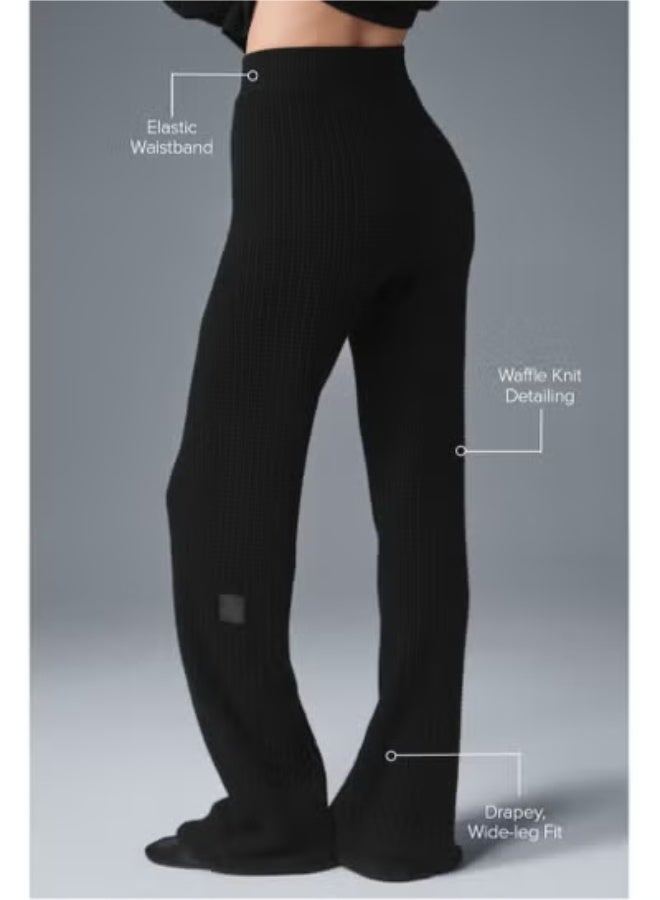 Alo Yoga Waffger Knitted Cashmere Wide-Leg Straight Floor-Length Sports Trousers - Image 3