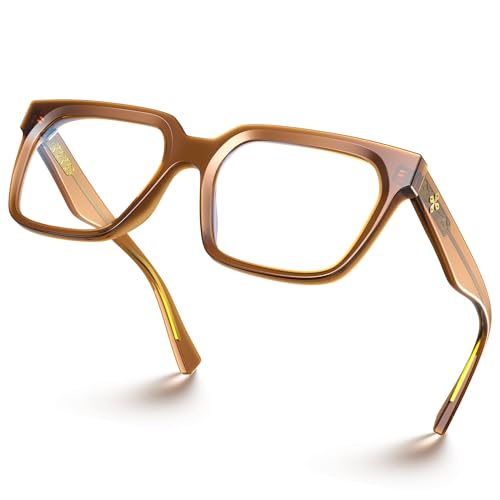VISOONE Rectangle TR90 Blue Light Blocking Glasses Computer Eyewear with Preppy Look for Women and Men Cougar - Image 1
