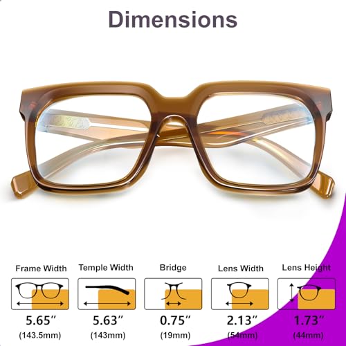 VISOONE Rectangle TR90 Blue Light Blocking Glasses Computer Eyewear with Preppy Look for Women and Men Cougar - Image 5