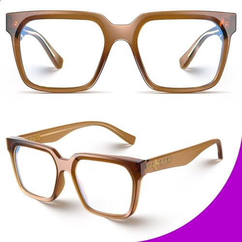 VISOONE Rectangle TR90 Blue Light Blocking Glasses Computer Eyewear with Preppy Look for Women and Men Cougar - Image 2