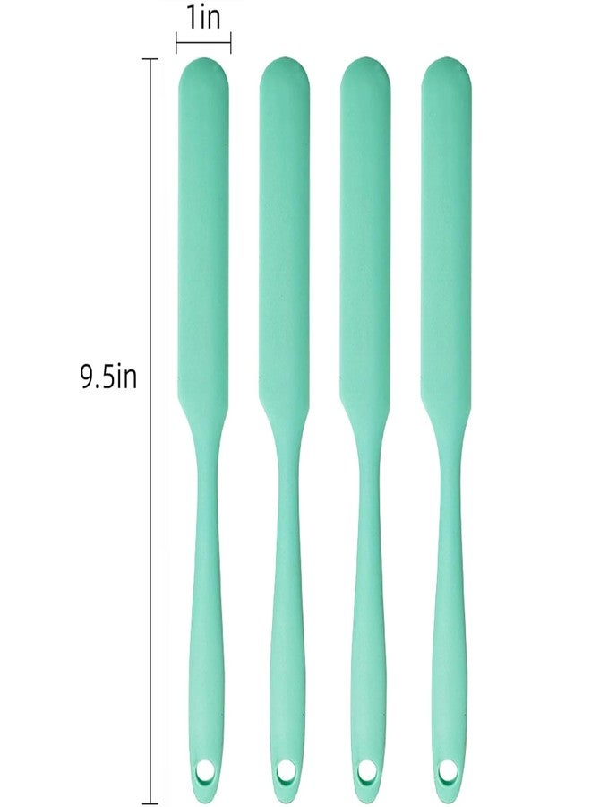 GZLT 4 Pieces Silicone Spatula Set, Long Handle Skinny Spatula & Jar Scraper for Jars, Sourdough Spurtle, Bottles and Containers, Heat-Resistant Non-Stick Spatulas for Mixing, Spreading Jam (4, Green) - Image 3