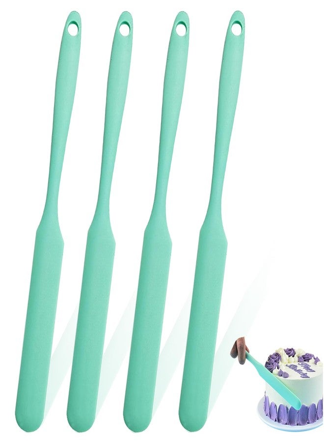 GZLT 4 Pieces Silicone Spatula Set, Long Handle Skinny Spatula & Jar Scraper for Jars, Sourdough Spurtle, Bottles and Containers, Heat-Resistant Non-Stick Spatulas for Mixing, Spreading Jam (4, Green) - Image 1