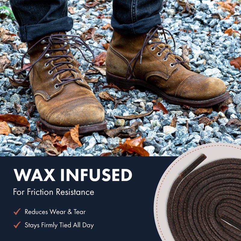 Benchmark Basics Benchmark Waxed Kevlar Boot Laces - Made in USA - Heavy Duty 100% Spun Kevlar Shoe Laces for Work or Hiking - 1 Pair (63 Inches, Dark Brown) - Image 3