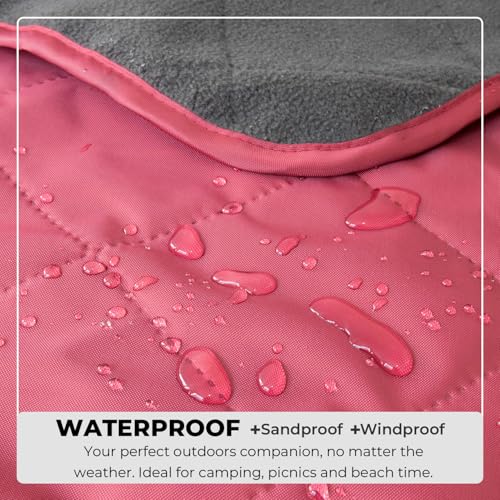 BRAWNTIDE Large Outdoor Waterproof Blanket - Quilted, Extra Thick Fleece, Warm, Windproof, Ideal Stadium Blanket, Camping Blanket, Great for Beaches, Festivals, Parks, Grass, Yoga, Pets, Dogs (Wine) - Image 3
