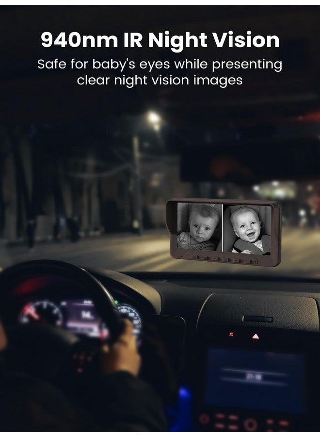 GROWNSY GROWNSY Dual Car Camera Baby Monitor, 7" 1080P AHD Car Camera for 2kids, Backseat Mirror for Baby Rear Facing with Infrared Night Vision, Easily Observe Baby's Every Move  - Image 4