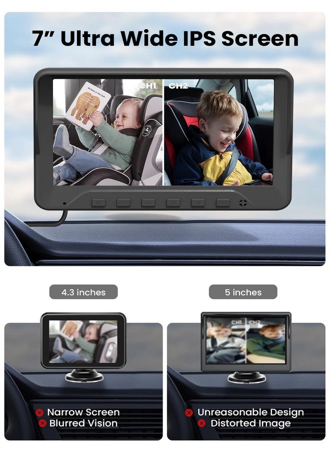 GROWNSY GROWNSY Dual Car Camera Baby Monitor, 7" 1080P AHD Car Camera for 2kids, Backseat Mirror for Baby Rear Facing with Infrared Night Vision, Easily Observe Baby's Every Move  - Image 3