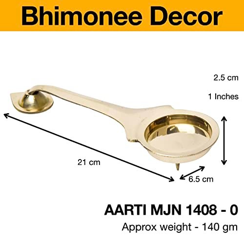Bhimonee Decor 1-Inch Pure Brass Aarti Diya – Traditional Deepak for Pooja, 140g - Image 5
