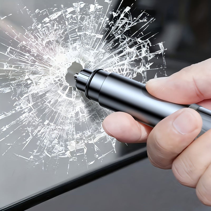 Car Safety Hammer With Tungsten Steel Drill Glass Breaker Compact Portable Emergency Escape Tool For Sudden Situations - Image 1