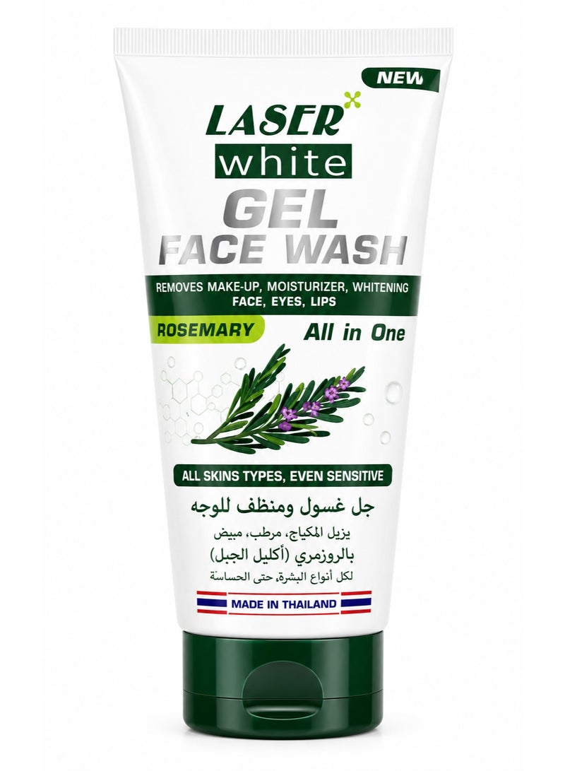 Laser White Rosemary Gel Face Wash All-in-One Deep Cleansing & Makeup Remover 100ml - Image 1