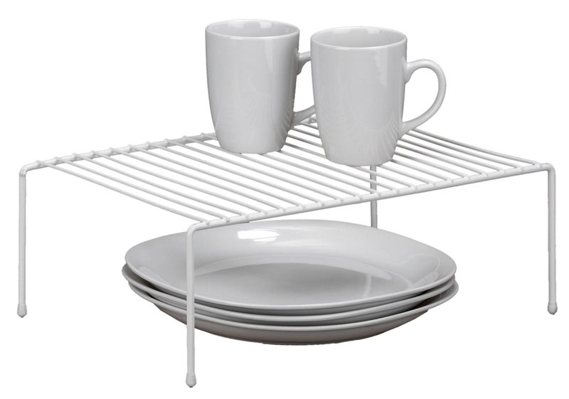 Kitchen Details Free Standing Helper Cabinet and Countertop Shelf Organizer | Good for Dishes | Mugs | Glasses | Bowls | Large | White - Image 1