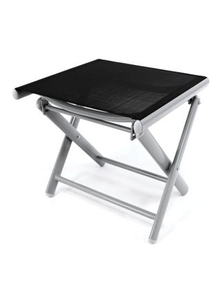 Nexos Folding Stool Camping Stool Footrest Made of Aluminium and Textilene Black PowderCoated Frame Light Grey Seat Height 42 cm for Balcony Patio - pzsku/ZEC2E7355C25A8F0D1F54Z/45/1745821649/a0bc45fd-1893-4d0a-af1f-ad765a69d818