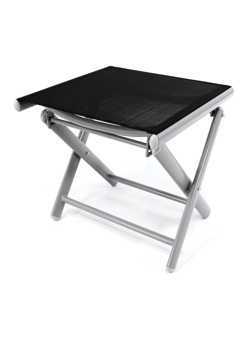 Nexos Trading Nexos Folding Stool Camping Stool Footrest Made of Aluminium and Textilene Black PowderCoated Frame Light Grey Seat Height 42 cm for Balcony Patio 