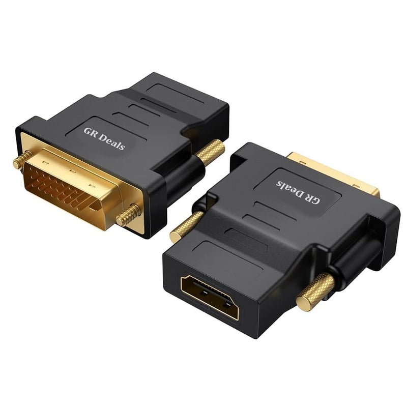 GR Deals DVI to HDMI Adapter, DVI-D 24+1 Male to HDMI Female High Speed Adapter Converter Gold Plated Support 1080P for HDTV, Pla-SMA, DVD, Projector, Computer. Black.