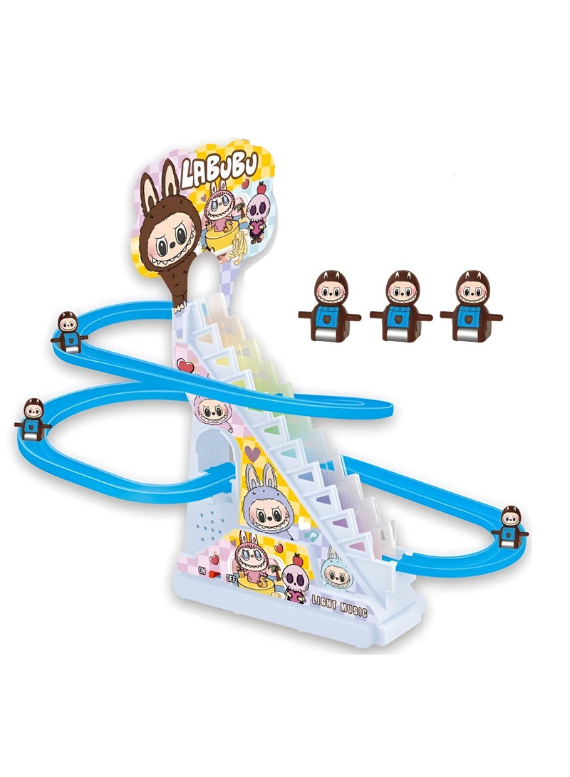 LABUBU Climbing Stairs Toy – Interactive Climbing Slide Playset with Pop Music & Flashing Lights – Battery Operated Track for Kids Ages 3+ – Fun Educational Toy for Toddlers & Preschoolers – Climbing Stairs Duck – Colorful Motion Toy for Early Learning & Entertainment – Ideal Birthday Gift for Boys & Girls - Image 1