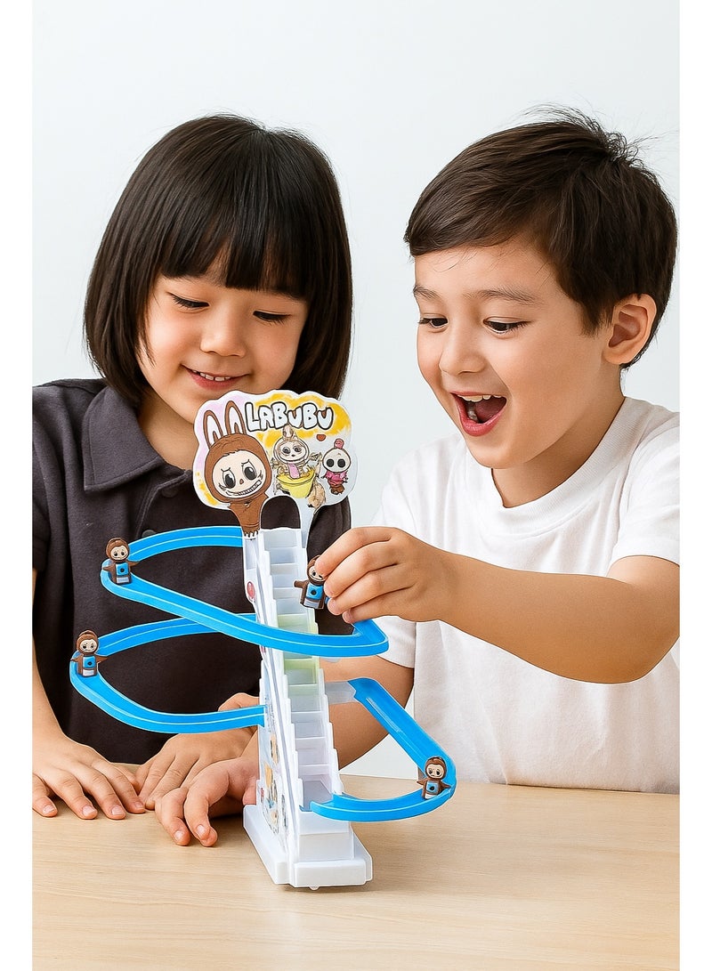 LABUBU Climbing Stairs Toy – Interactive Climbing Slide Playset with Pop Music & Flashing Lights – Battery Operated Track for Kids Ages 3+ – Fun Educational Toy for Toddlers & Preschoolers – Climbing Stairs Duck – Colorful Motion Toy for Early Learning & Entertainment – Ideal Birthday Gift for Boys & Girls - Image 2