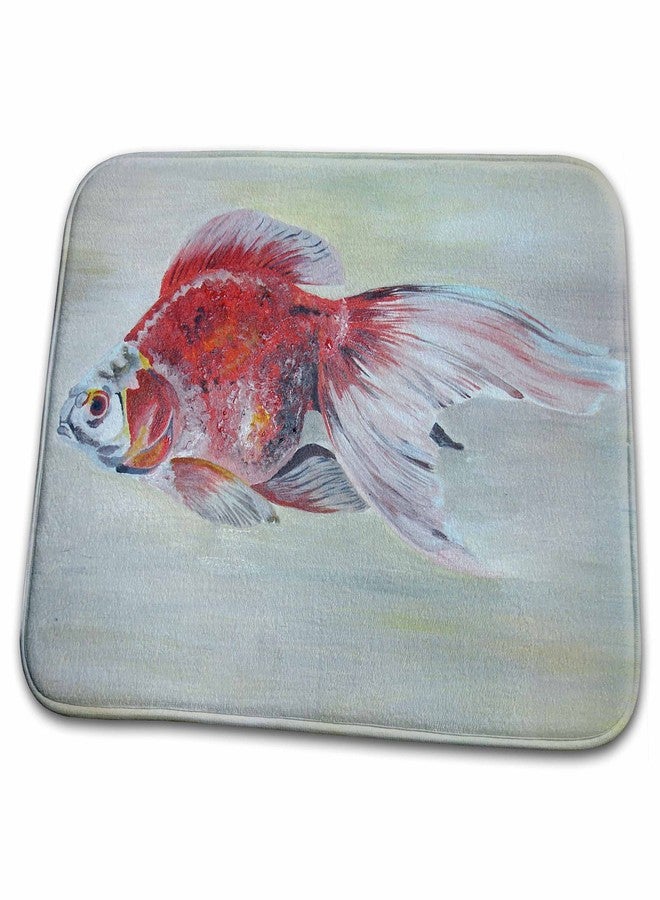 3DROSE Dish Drying Mat - Ryukin Goldfish - goldfish, ryukin,fantail, fish, aquarium fish,fresh water fish, red and white fish Acrylic Painting - Fish - Image 1