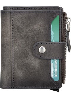 Leather Wallet and Card Holder, Mechanism, Holds 10 Cards, Effect Gray