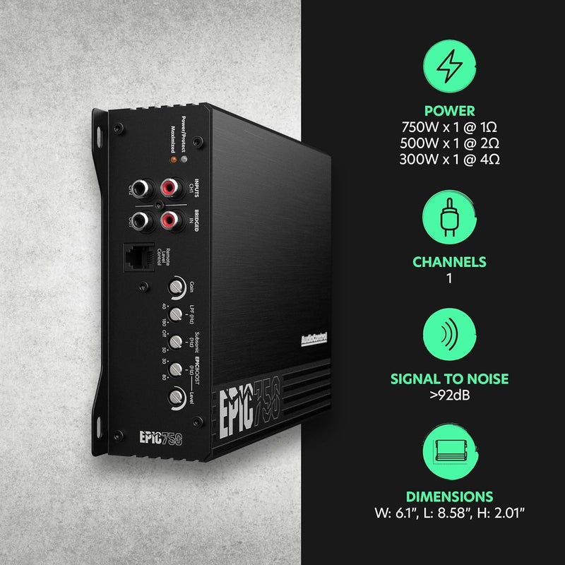 AudioControl EPIC750 Epic Series 750 Watt RMS Compact 1-Channel Monoblock Car Audio Subwoofer Amplifier - Image 5
