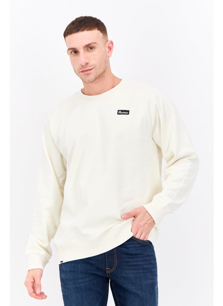 Penfield - Men Crew Neck Long Sleeves Embroidered Logo Sweatshirt, Off White - Image 1