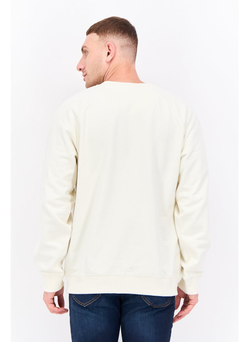 Penfield - Men Crew Neck Long Sleeves Embroidered Logo Sweatshirt, Off White - Image 1