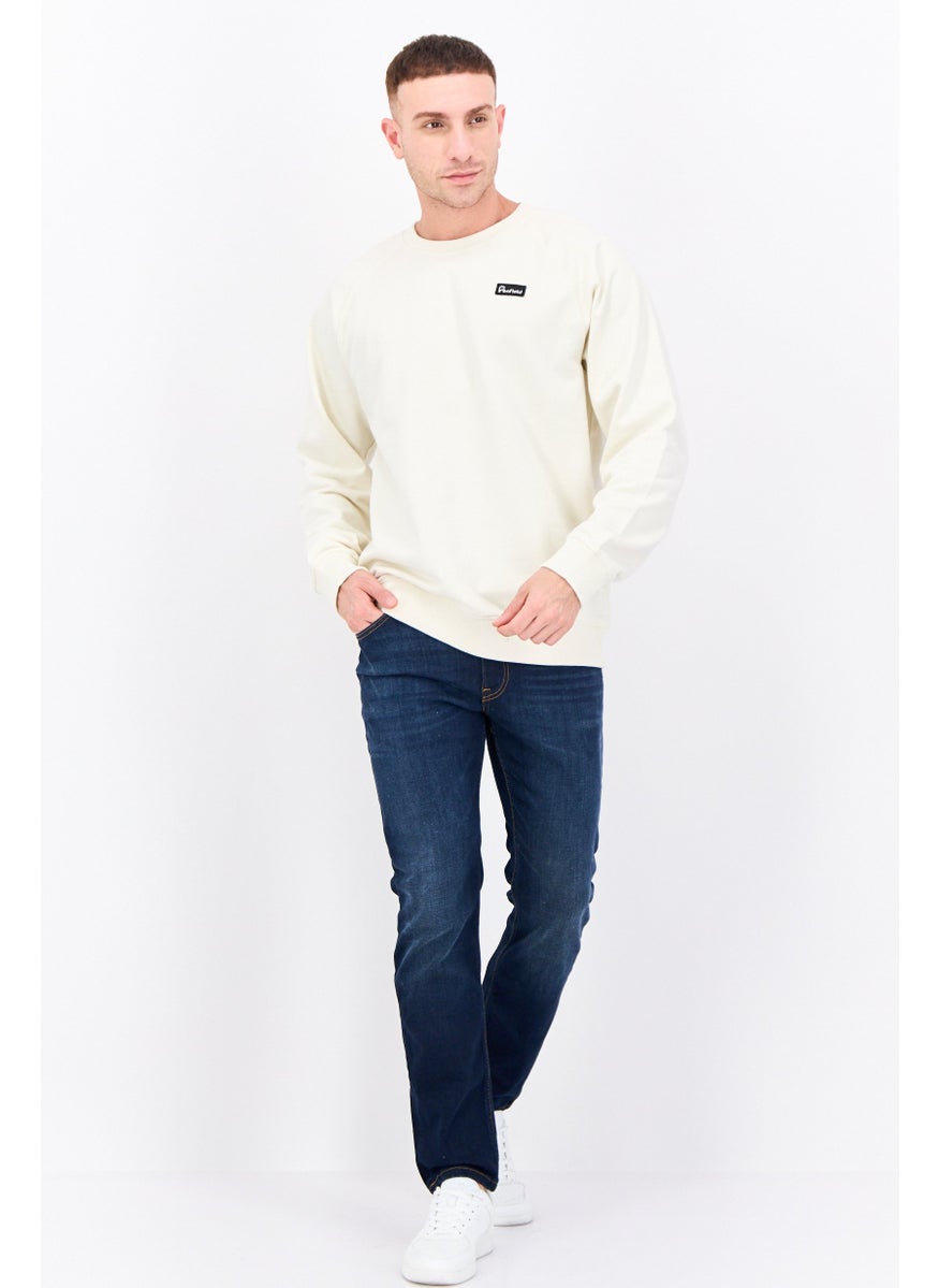 Penfield - Men Crew Neck Long Sleeves Embroidered Logo Sweatshirt, Off White - Image 1
