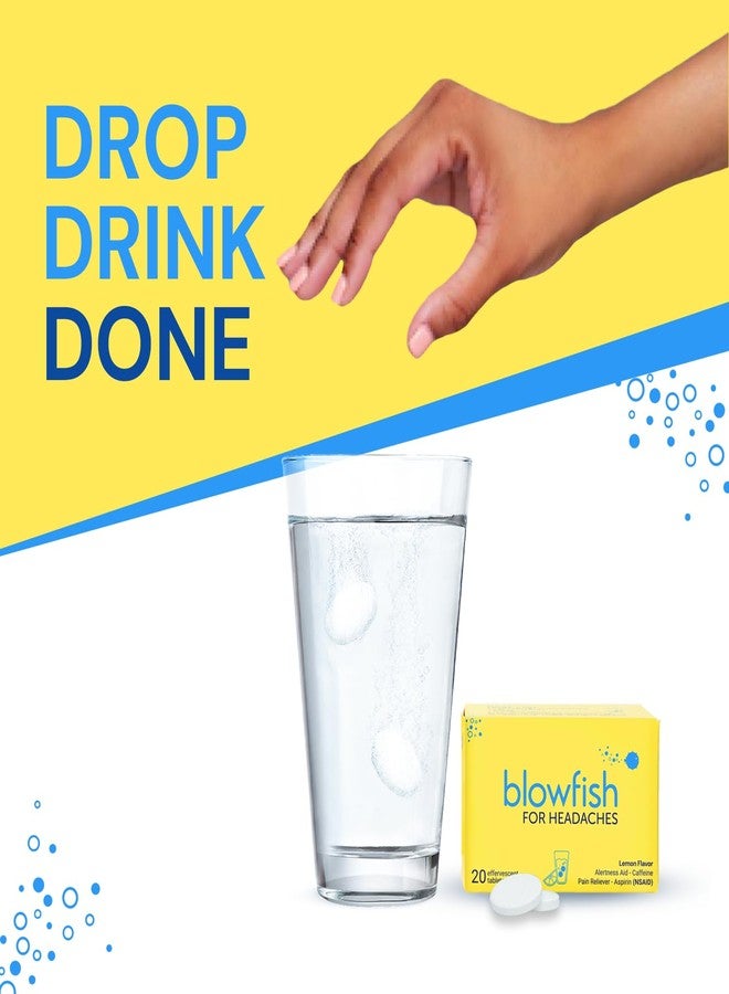 Blowfish for Headaches | Maximum Strength Effervescent Pain Relief Tablets - Treats Headaches Fast, 2X Faster Than Pills - Lemon Flavor (1 Pack) - Image 4