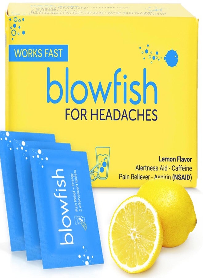 Blowfish for Headaches | Maximum Strength Effervescent Pain Relief Tablets - Treats Headaches Fast, 2X Faster Than Pills - Lemon Flavor (1 Pack) - Image 1
