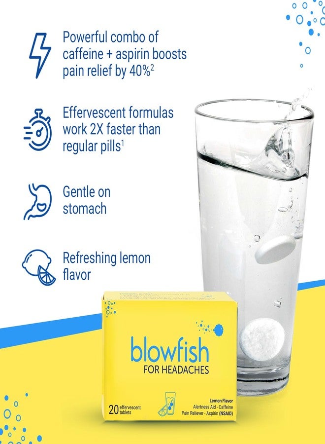 Blowfish for Headaches | Maximum Strength Effervescent Pain Relief Tablets - Treats Headaches Fast, 2X Faster Than Pills - Lemon Flavor (1 Pack) - Image 3