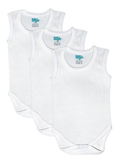 Babies Basic BabiesBasic Super Combed Cotton, Sleeveless Printed Bodysuit, for New Born to 24months. Set of 3, White  - Image 1