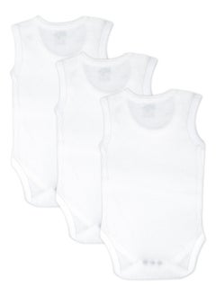 Babies Basic BabiesBasic Super Combed Cotton, Sleeveless Printed Bodysuit, for New Born to 24months. Set of 3, White  - Image 5