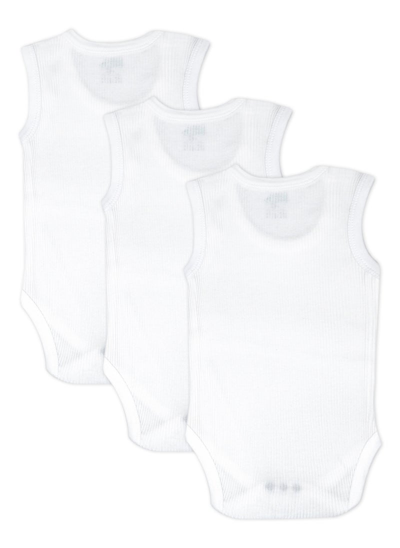 Babies Basic BabiesBasic Super Combed Cotton, Sleeveless Printed Bodysuit, for New Born to 24months. Set of 3, White  - Image 5