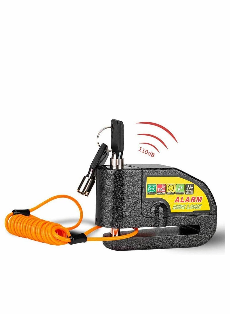 كابتن تيك Disc Brake Lock Alarm Motorcycle Lock, Anti-theft Motorbike Alarm Disc Lock, Waterproof 110DB Alarm Sound Bicycles Scooters Brake Disc Wheel Lock with Reminder Cable - Image 1