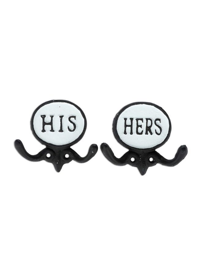 WallCharmers Set of 2 His and Hers Towel Hooks for Bathrooms, Mr & Mrs. Farmhouse and Rustic Bathroom Hooks for Towels, Black & White - Image 1