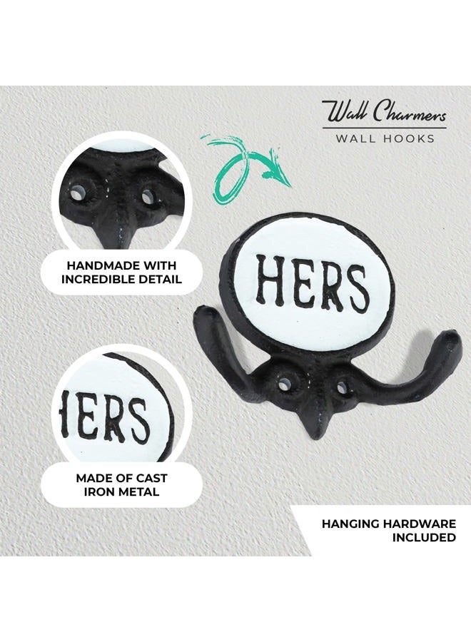 WallCharmers Set of 2 His and Hers Towel Hooks for Bathrooms, Mr & Mrs. Farmhouse and Rustic Bathroom Hooks for Towels, Black & White - Image 3