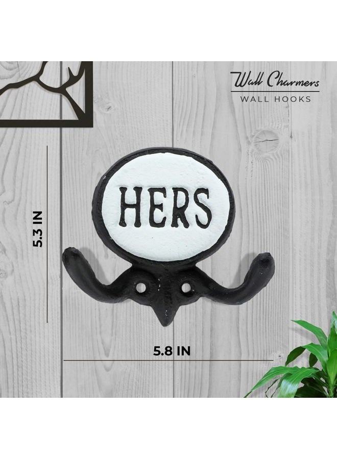 WallCharmers Set of 2 His and Hers Towel Hooks for Bathrooms, Mr & Mrs. Farmhouse and Rustic Bathroom Hooks for Towels, Black & White - Image 4