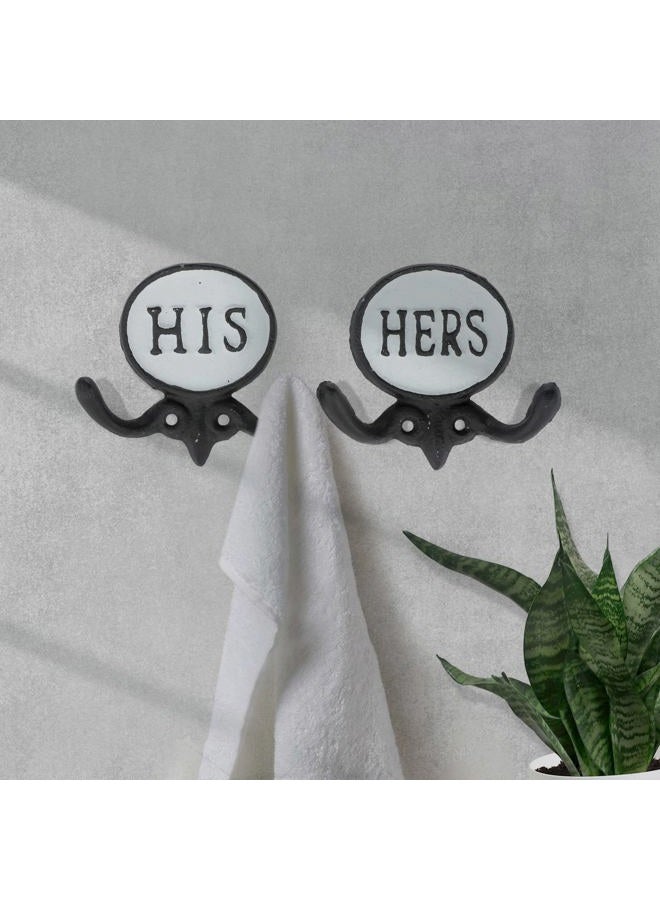 WallCharmers Set of 2 His and Hers Towel Hooks for Bathrooms, Mr & Mrs. Farmhouse and Rustic Bathroom Hooks for Towels, Black & White - Image 5