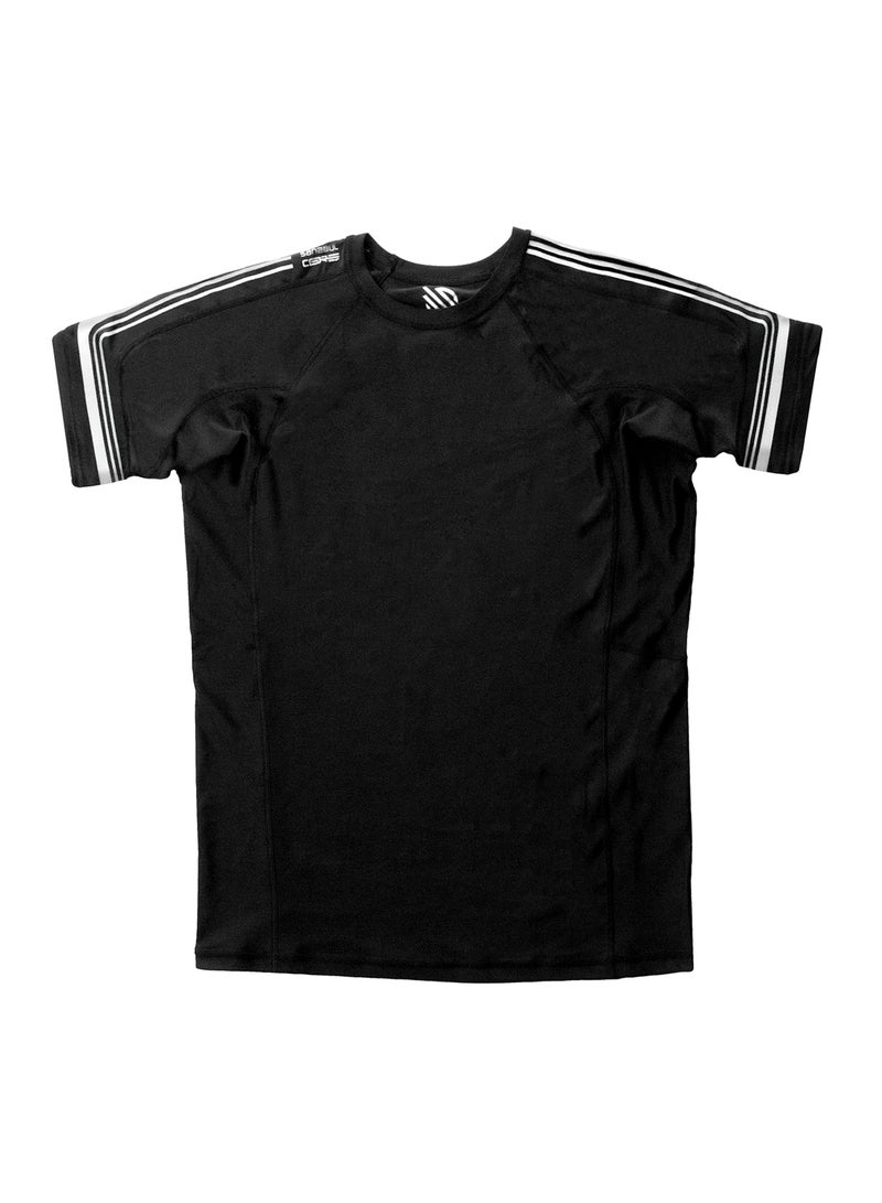 Sanabul  Sanabul Core Short Sleeve Rash Guard – Quick Dry Compression Shirt for Men Black/WHITE, MEDIUM - Image 3