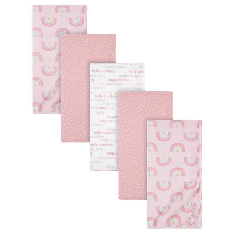 Gerber Gerber Girls Newborn Infant Baby Toddler Nursery 100 Cotton Flannel Receiving Swaddle Blanket Rainbows Pink Pack of 5 